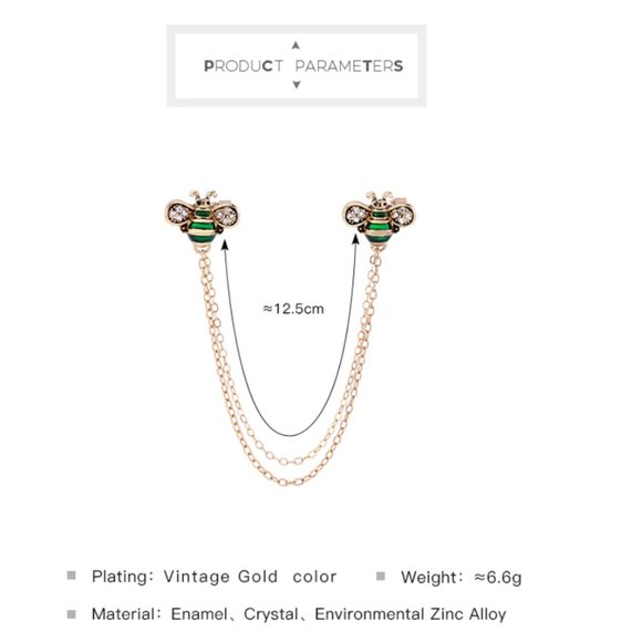 Layered Enamel Crystal Insect Bees Brooches - Picture 5 of 5